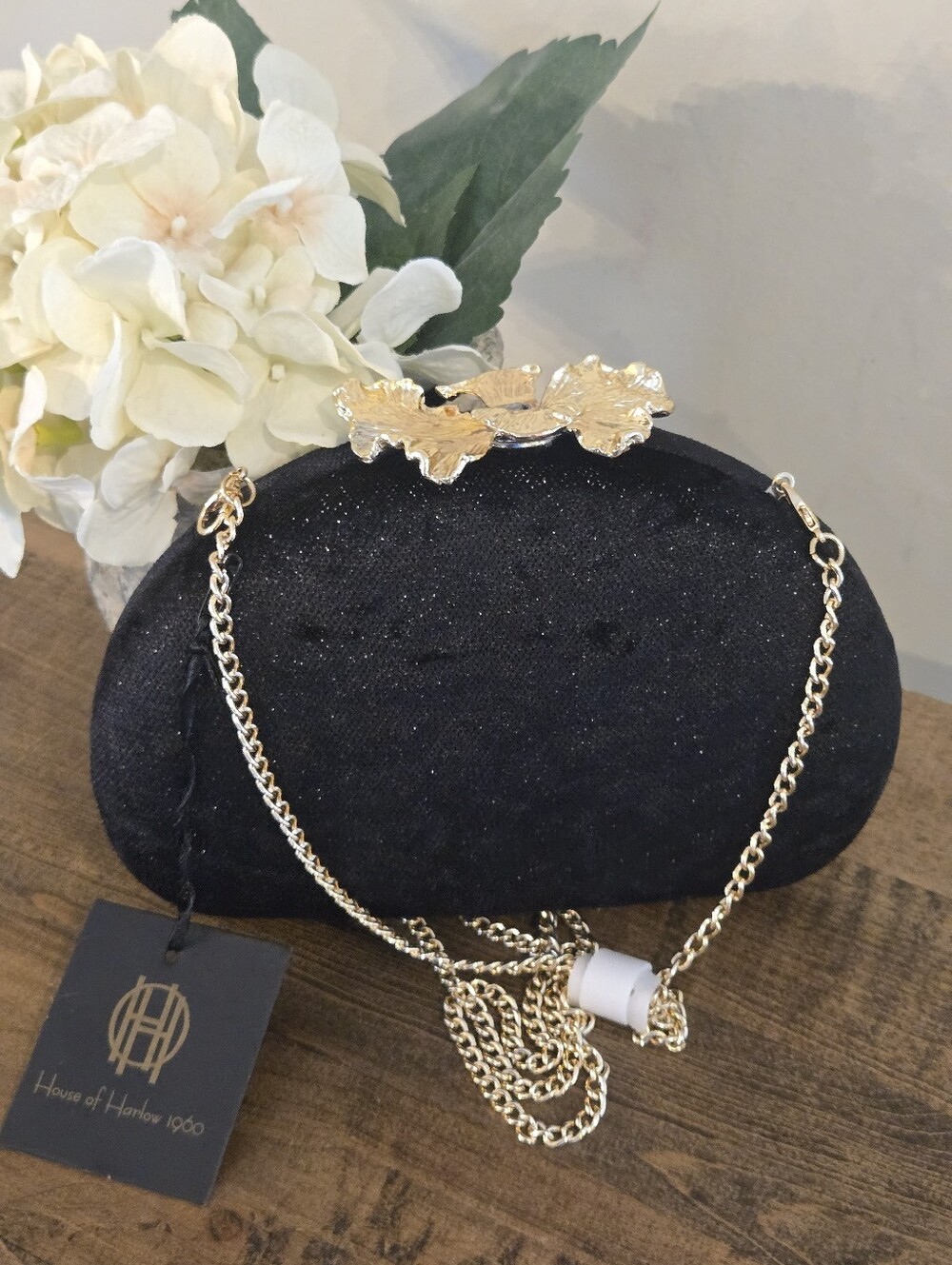 House of Harlow 1960 Black Velvet Clutch/Crossbody Imperfect